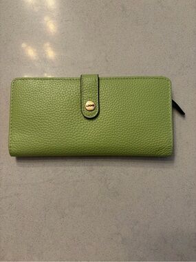 Lodis Lime Green Pebbled Leather Snap Wallet